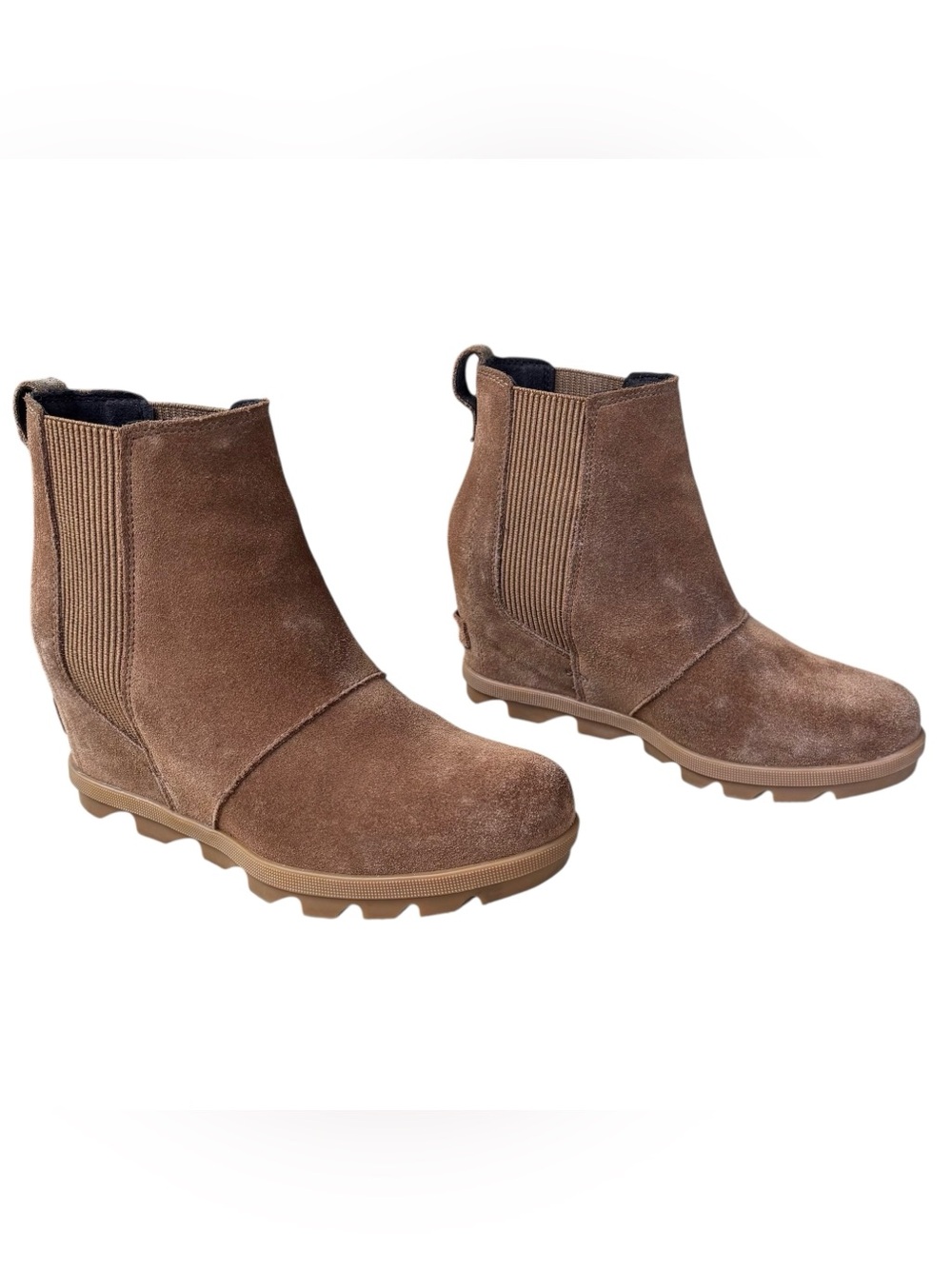 SOREL “Joan of Artic” Camel Suede Wedge Ankle Boots